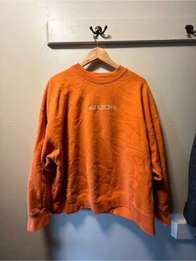 Jordan Orange Crewneck Sweatshirt with White Embroidered Logo